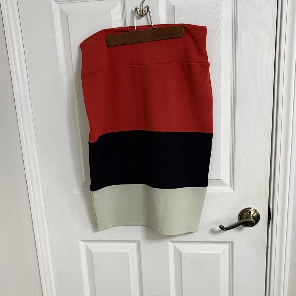 Color Block Coral, Black, and White Women's Skirt